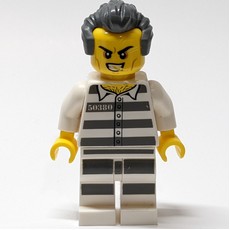 Criminal Tony "T" Colorado, Prison Shirt with #50380, White Legs with Prison Stripes, Dark Bluish Gray Hair (fig-007972)