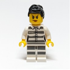 Criminal, Woman, Prison Shirt with #50382, Black Hair (fig-007973)