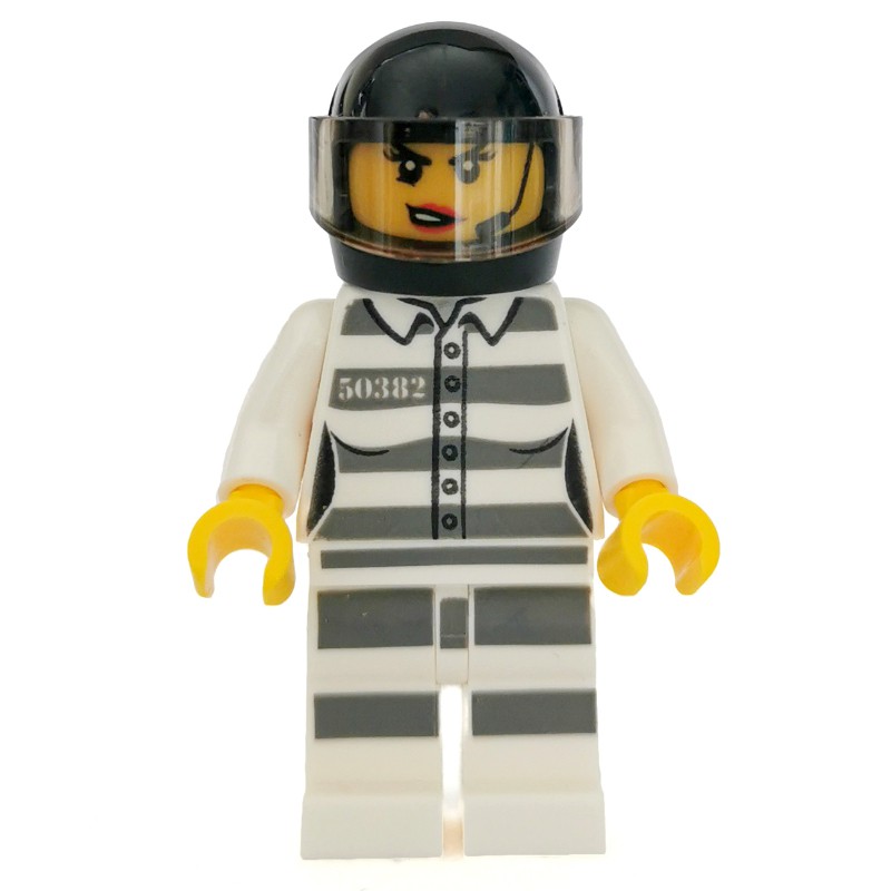 Lego Set Fig Criminal Woman Prison Shirt With 503 Black Helmet With Visor Headset 19 Town Rebrickable Build With Lego