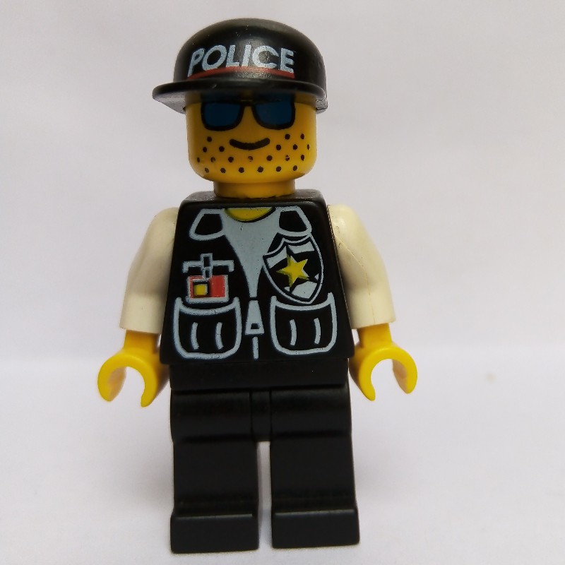 LEGO Set fig-007984 Policeman, Black Vest with Badge and Pockets, Black ...