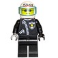 Policeman, Black Jacket with Zipper and Badge, White Helmet with Visor, Sunglasses