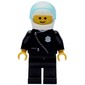 Policeman, Black Jacket with Zipper and Badge, White Helmet with Visor (3626b Head)