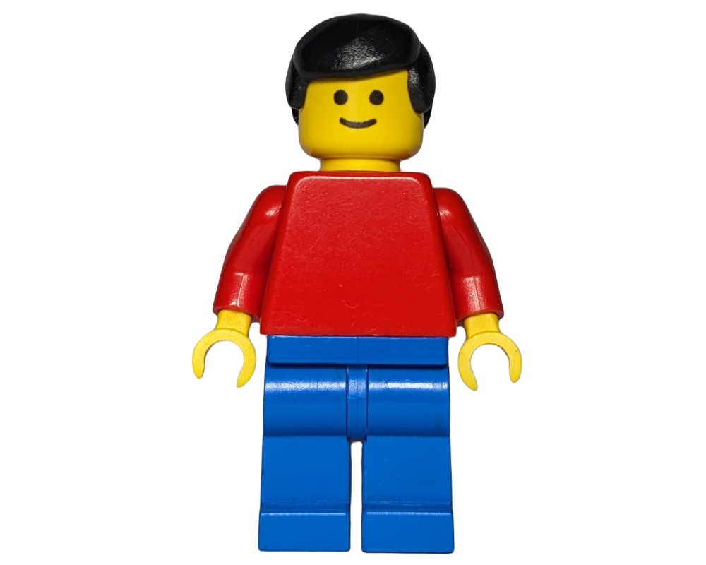 LEGO Set fig-007992 Man, Red Torso, Blue Legs, Black Hair (3626a Head ...