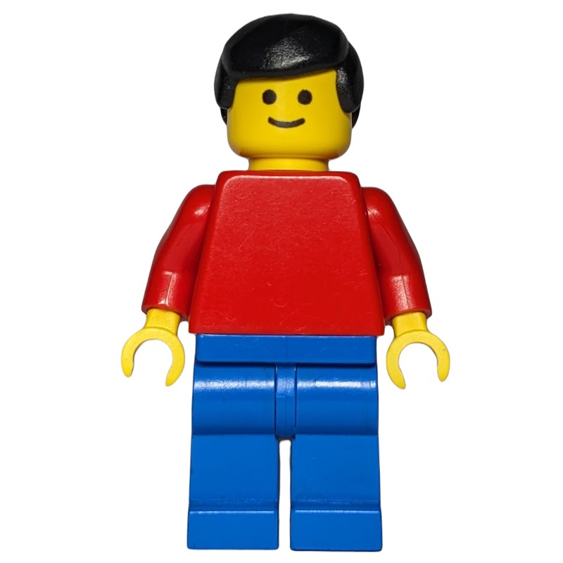 LEGO Set fig-007992 Man, Red Torso, Blue Legs, Black Hair (3626a Head ...