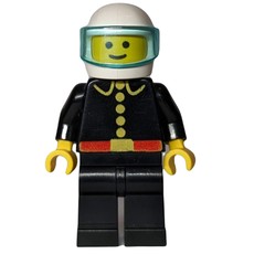 Fireman, Classic, Black Fire Jacket with Red Belt and Buttons, White Helmet with Visor (fig-008012)