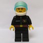 Fireman, Black Fire Jacket with Red Belt and Badge, White Helmet with Visor