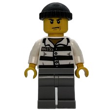 Criminal, Prison Shirt with #86753, Light Bluish Gray Legs, Dark Bluish Gray Hat (fig-008019)