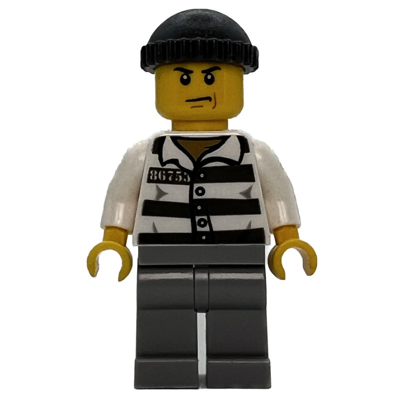 Lego Set Fig 008019 Criminal Prison Shirt With 86753 Light Bluish Gray Legs Dark Bluish Gray 4509