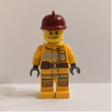 Fireman, Bright Light Orange Fire Suit, Dark Red Helmet (fig-008022)