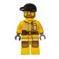 Fireman, Bright Light Orange Fire Suit, Black Cap, Beard and Glasses