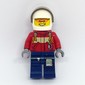 Fireman, Red Jacket with Straps, Dark Blue Legs, White Helmet with Visor, Orange Sunglasses