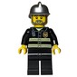Fireman, Black Fire Jacket with Radio and Badge, Silver Helmet, Beard