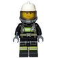 Fireman, Black Fire Suit with Gauge and Straps, White Helmet, Breathing Apparatus, Airtanks, Sweat Drops