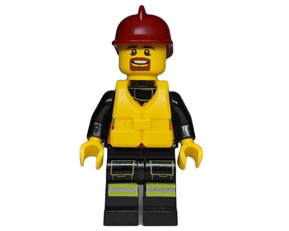 1x LEGO Duplo Figure Man Black Safety Vest Orange Yellow Helmet 47394pb288