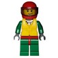 Racer, White and Green Jacket with Octan Logo, Red Helmet with Trans-Brown Visor, Yellow Life Vest, Stubble