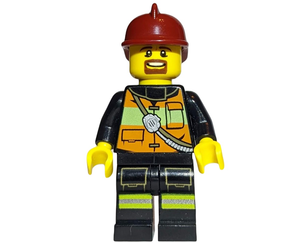 LEGO Set fig-008058 Fireman, Orange Safety Vest with Radio, Dark Red ...