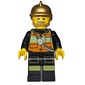 Fireman, Orange Safety Vest with Radio, Gold Helmet, Beard