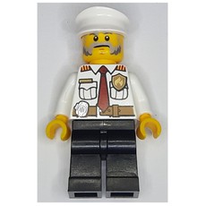 Fireman, White Shirt with Red Tie, Badge, and Radio on Belt, White Hat, Beard (fig-008065)
