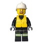 Fireman, Safety Vest with Flashlight, Pocket, and Belt, White Helmet, Yellow Life Vest, Goatee Beard