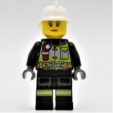 Firewoman, Black Fire Suit with Gauge and Straps, White Helmet (fig-008072)