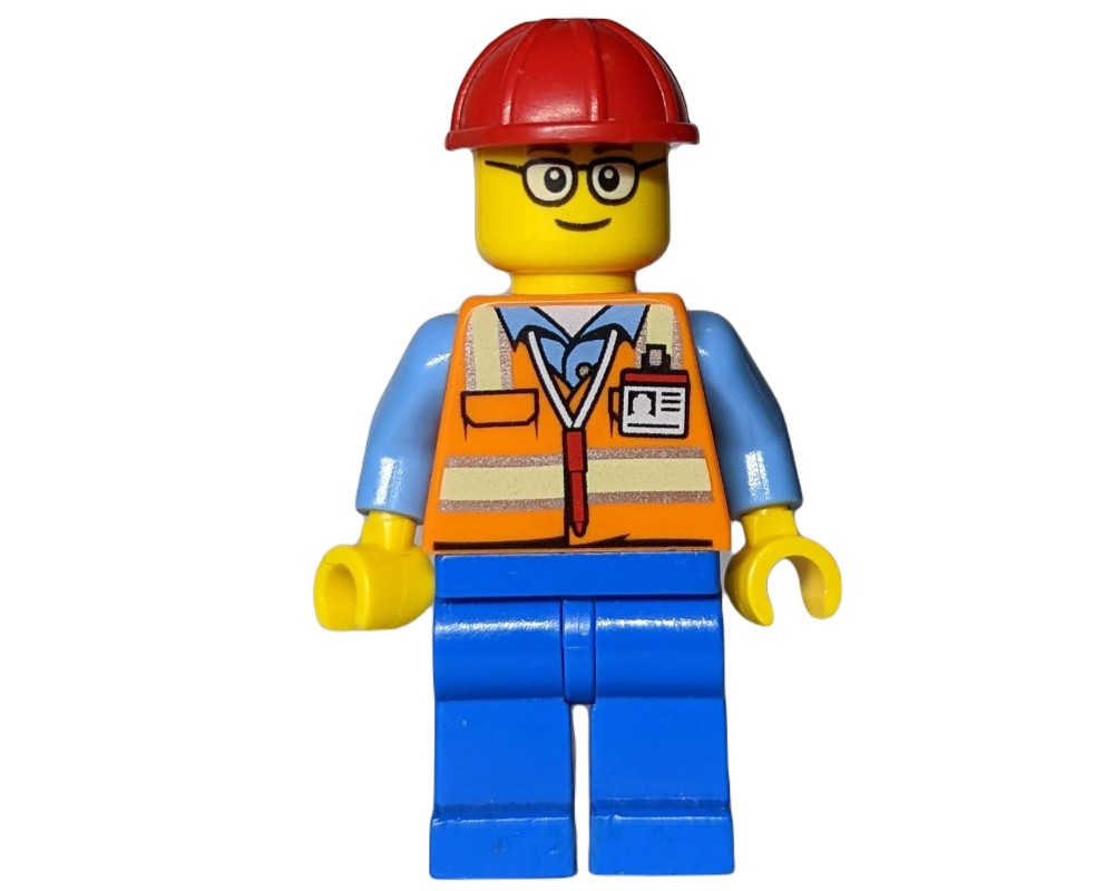 LEGO Set fig-008078 Construction Worker, Orange Safety Vest with Pen ...