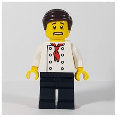 Chef, Red Neckerchief, Black Legs, Dark Brown Hair (fig-008082)