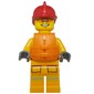 Fireman, Bright Light Orange Fire Suit, Red Helmet, Orange Life Vest, Orange Sunglasses