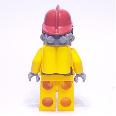 Fireman, Bright Light Orange Fire Suit, Dark Red Helmet, Breathing Apparatus, Airtanks (fig-008089)