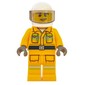 Fireman, Bright Light Orange Fire Suit, White Helmet with Visor