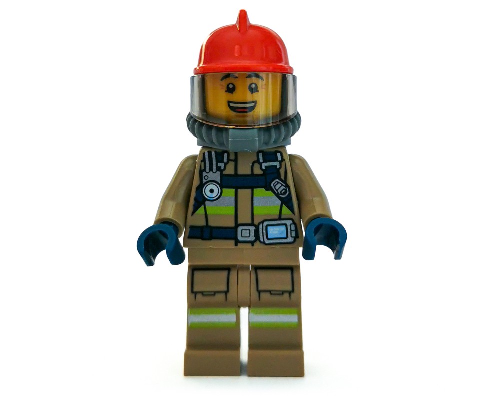 LEGO Set fig-008099 Fireman, Dark Tan Fire Suit with Gauge and