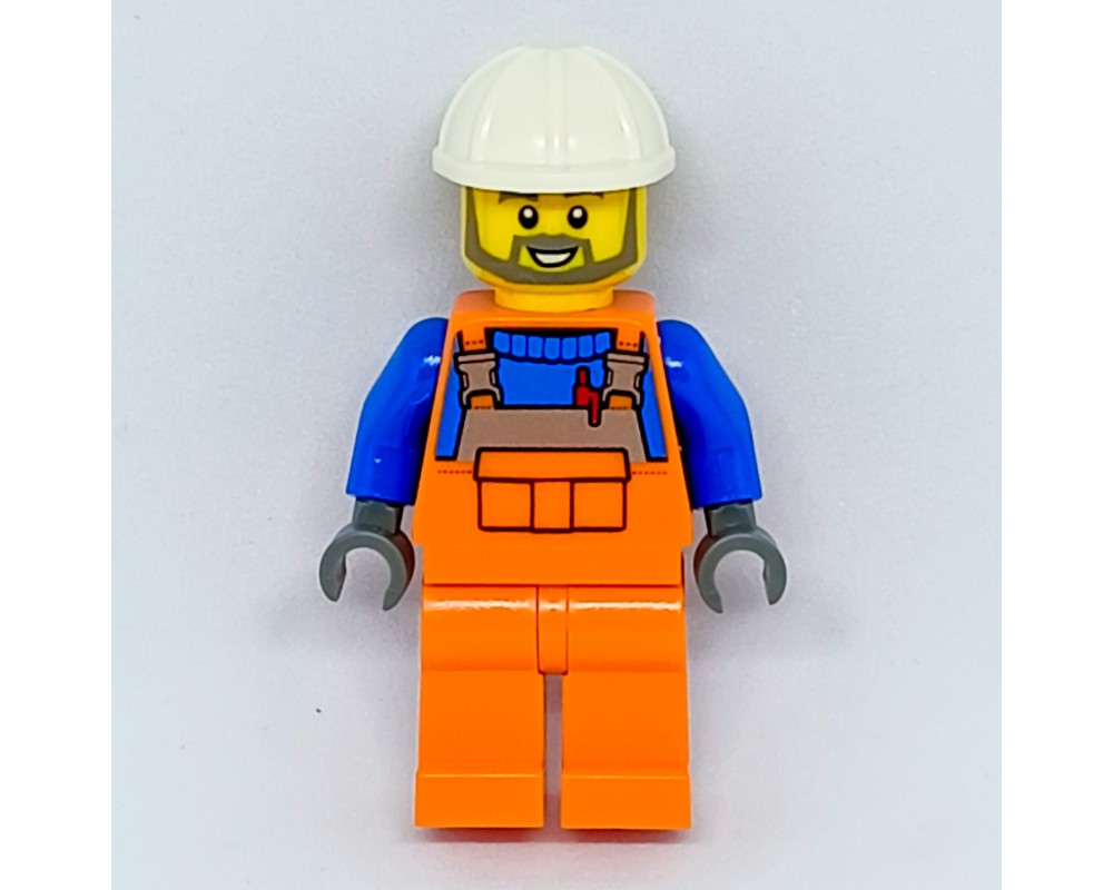 Lego Set Fig-008100 Construction Worker, Orange Overalls Over Blue 