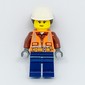 Construction Worker, Woman, Orange Safety Vest with Zipper and Pockets, White Hard Hat with Hair