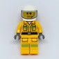 Fireman, Bright Light Orange Fire Suit, White Helmet with Visor, Headset