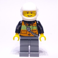 Fireman, Orange Safety Vest with Radio, White Helmet with Visor (fig-008108)