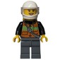 Firewoman, Orange Safety Vest with Radio, White Helmet with Visor, Airtanks