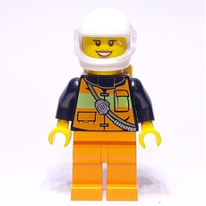 Firewoman, Orange Safety Vest with Radio, White Helmet with Visor, Airtanks (fig-008111)