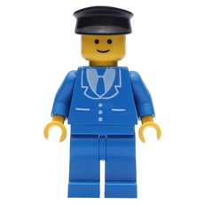 Man, Blue Suit with Tie and Three Buttons, Black Hat (fig-008112)