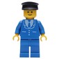 Man, Blue Suit with Tie and Three Buttons, Black Hat