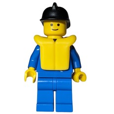 Fireman, Blue Jacket with Zipper, Black Helmet, Yellow Life Vest (fig-008114)