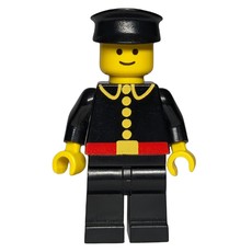 Fireman, Classic, Black Fire Jacket with Red Belt and Buttons, Black Hat (fig-008115)