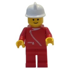 Fireman, Red Jacket with Zipper, White Helmet (fig-008116)
