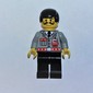 Fireman, Light Gray Jacket with Radio and Pocket, Black Hair, Moustache
