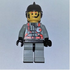 Fireman, Light Gray Fire Suit with Gauges and Straps, Black Helmet, Headset (fig-008123)