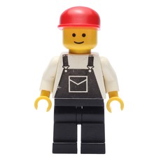 Man, Black Overalls, Red Cap (3626b Head) (fig-008125)
