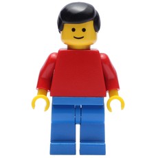 Man, Red Torso, Blue Legs, Black Hair (3626b head) (fig-008126)