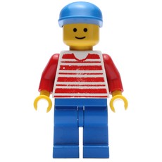 Man, Red and White Striped Shirt, Blue Legs, Blue Cap (fig-008131)