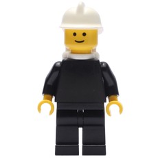 Fireman, Plain Black, White Helmet, Airtanks (fig-008133)
