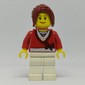 Woman, Cardigan Tied with Bow and Necklace, White Legs, Dark Red Hair