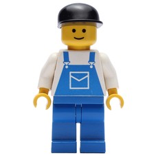 Man, Blue Overalls, Black Cap (fig-008138)
