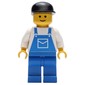 Man, Blue Overalls, Black Cap